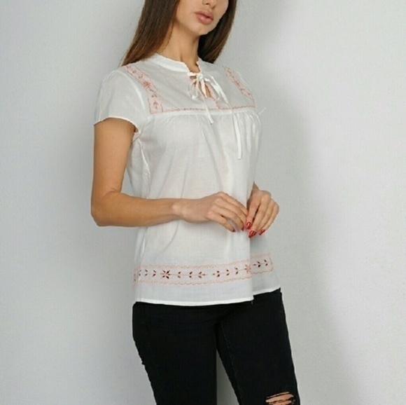 Bohemian Embroidered Cotton Top - Picture 1 of 4